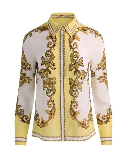 Alice + Olivia Metallic Graphic-Print Shirt