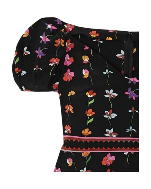 Valentino Black Floral Print Wool-Blend Mini Dress