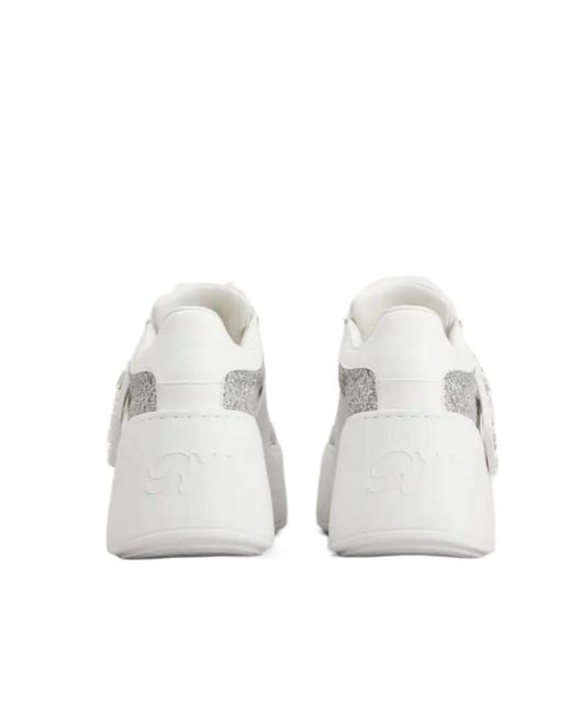 Roger Vivier White Embellished Lace-Up Sneakers