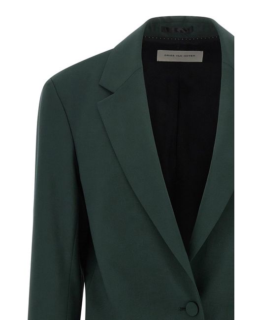 Dries Van Noten Green Basti Single-Breasted Blazer