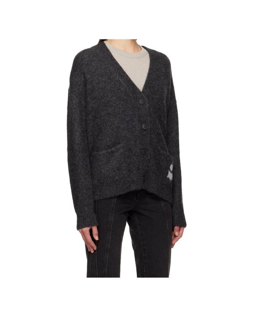 Isabel Marant Black Eborah Button-Down Long-Sleeve Knit Sweater