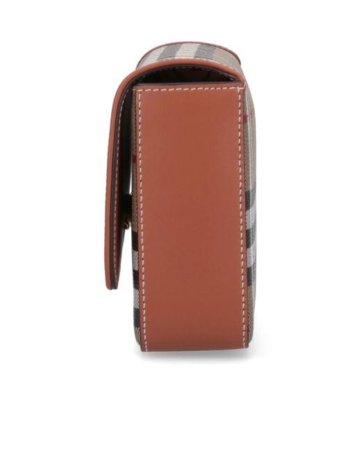 Burberry Brown Checked Foldover-Top Shoulder Bag