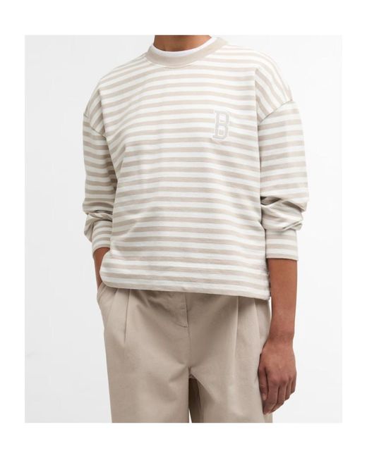 Barbour Natural Striped Crew Neck Sweatshirt