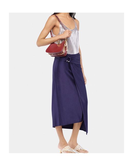 Rabanne Blue Rabanne Midi Piercing Jersey Skirt