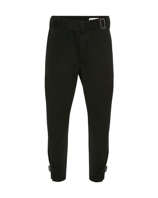 McQueen Black Buckled Cargo Pants for men