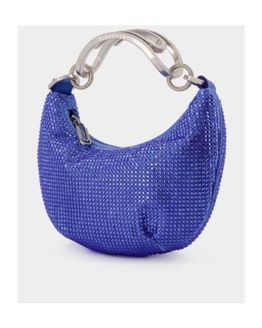 Off-White c/o Virgil Abloh Blue Embellished Logo Detailed Clutch Bag