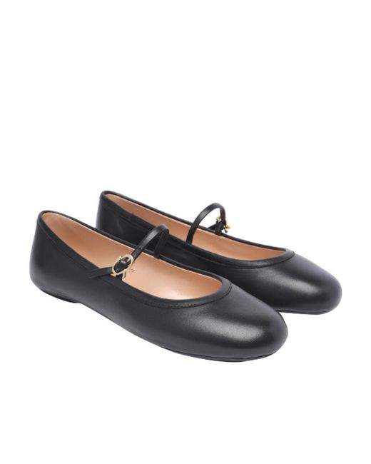 Gianvito Rossi Gray Carla Buckle-Strap Ballerina Shoes
