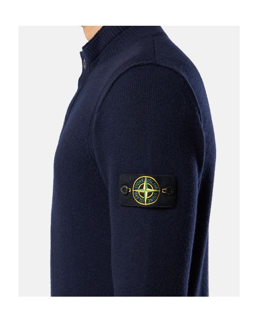 Stone Island Blue Logo Patch High Neck Sweater for men