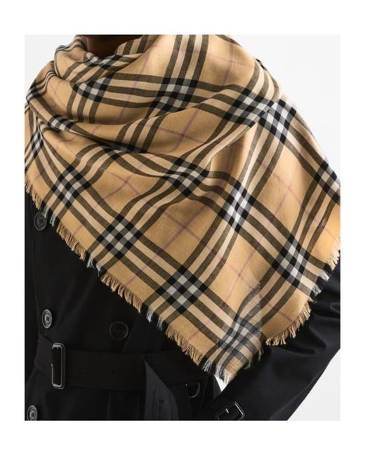 Burberry White Plaid Lightweight Scarf for men
