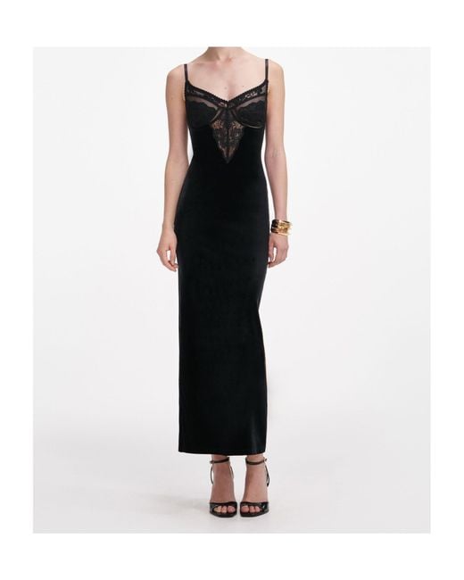 Self-Portrait Black Velvet Strappy Midi Dress