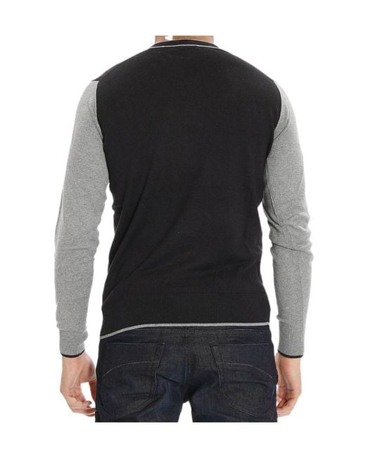 Armani Jeans Black V-Neck Matching Color Pullover for men