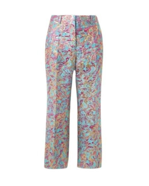 Dries Van Noten Blue Patterned Casual Pants