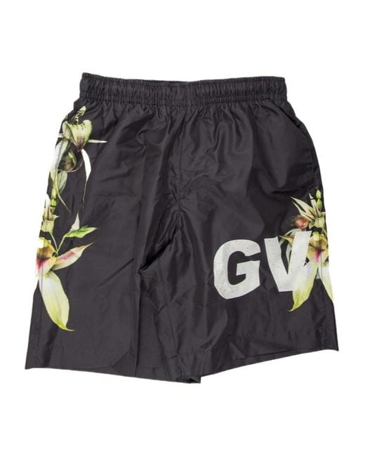 Givenchy Black Logo Printed Swim Shorts for men