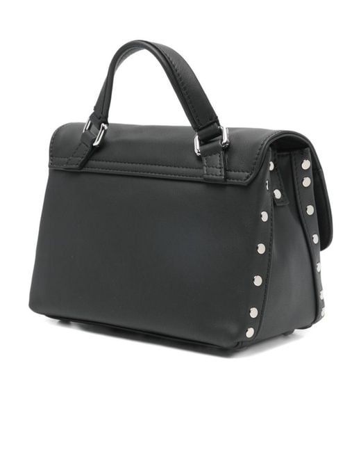 Zanellato Black Postina Saeta Baby Studded Shoulder Bag