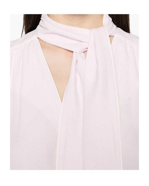 Elisabetta Franchi White Piping Tie-Neck Georgette Blouse