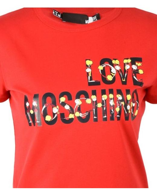 Moschino Red Cartoon Letter Logo T-Shirt
