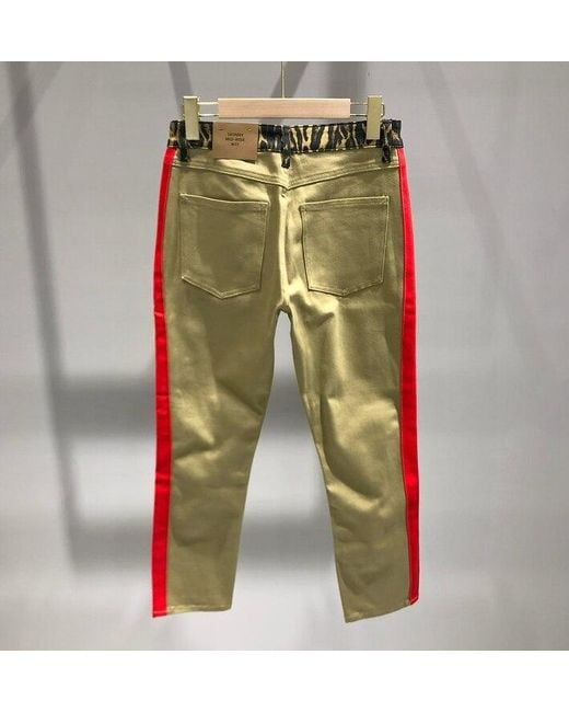 Burberry Red Leopard Print Detail Skinny-Fit Jeans
