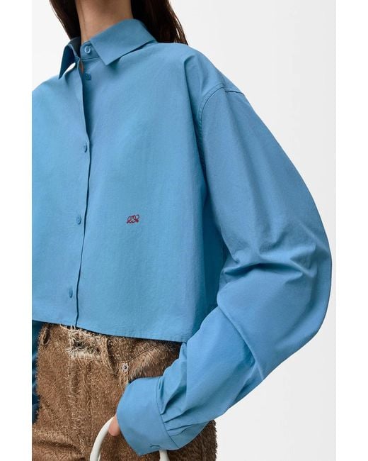 Loewe Blue Cropped Relaxed-Fit Shirt