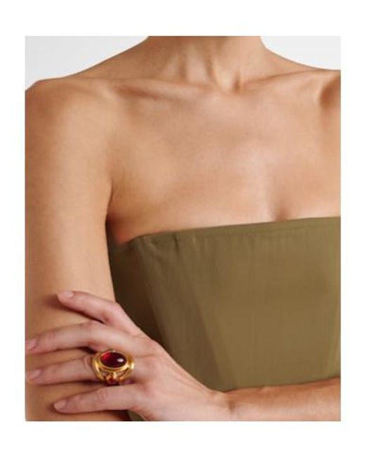 Alex Perry Metallic Sheer Strapless Corset Dress