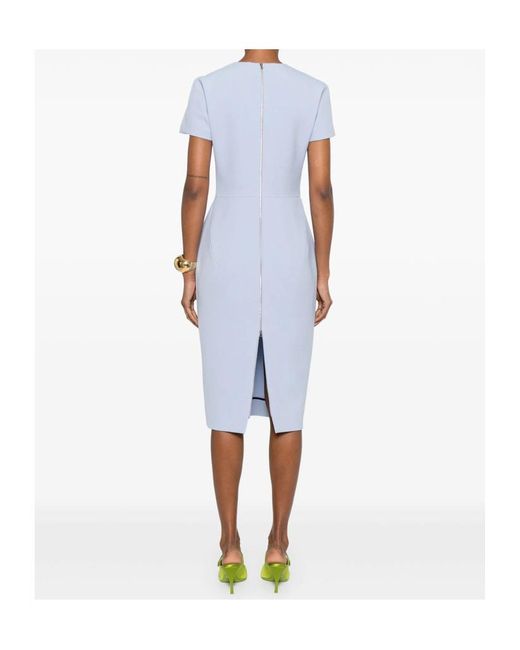 Victoria Beckham Blue Crew-Neck Midi Dress