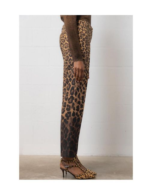 Valentino Brown Leopard-Print High Waist Pants