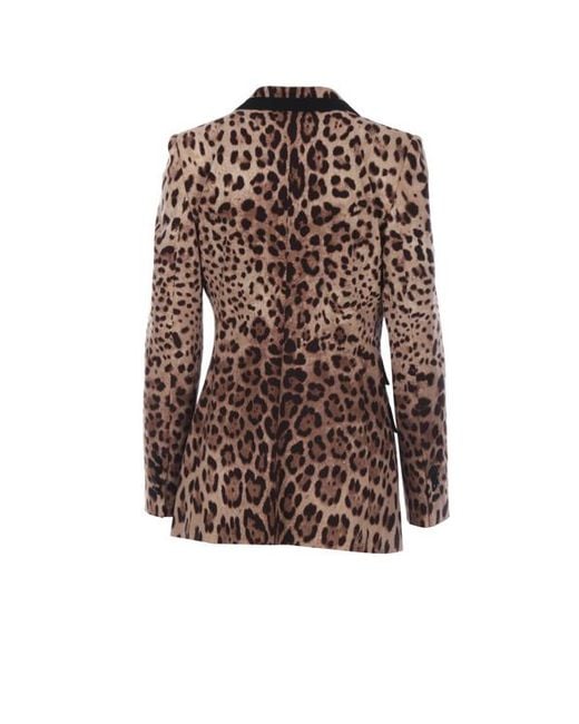 Dolce & Gabbana Black Leopard Print Tailored Blazer