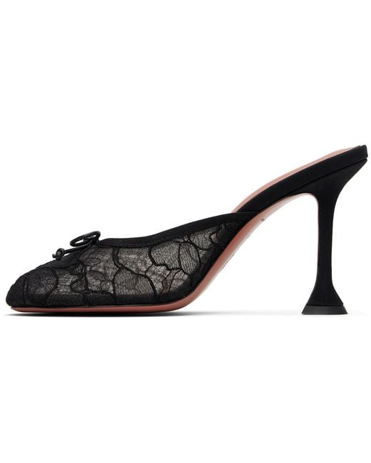 AMINA MUADDI Black Lila 95 Lace Mules