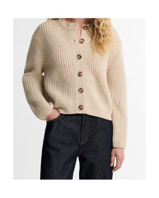 Barbour Natural Button-Front Knit Cardigan