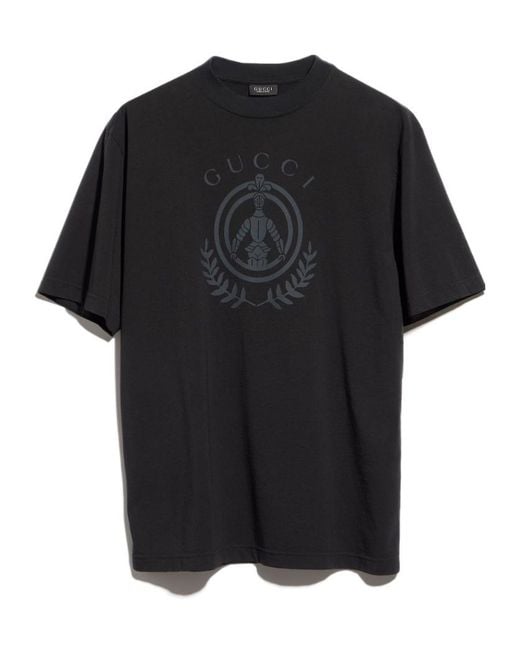 Gucci Black Cotton Jersey T-Shirt With Print for men