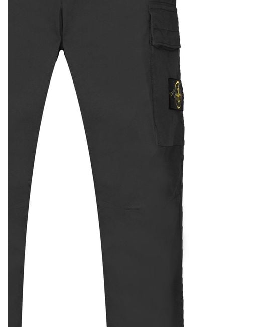 Stone Island Black Logo Patch Cargo Pants for men