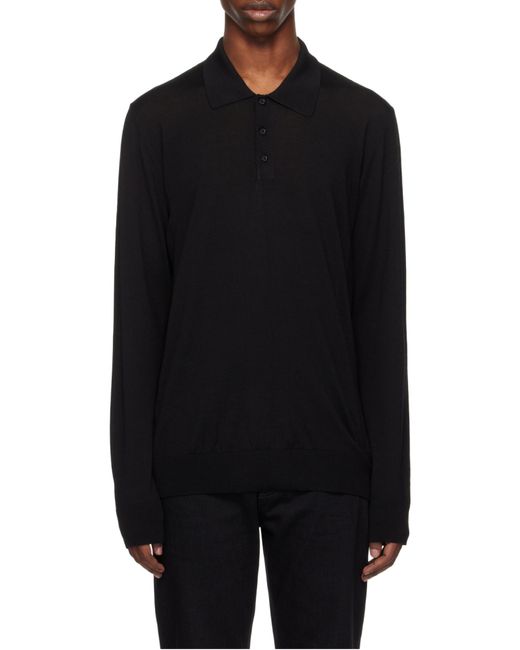 Golden Goose Deluxe Brand Black Logo Patch Polo Shirt for men