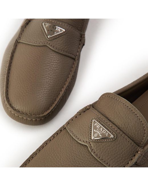 Prada Brown Simple Loafers for men