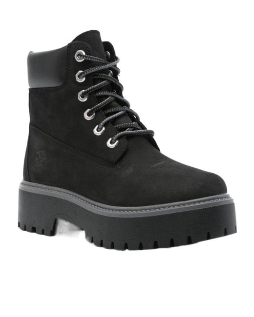 Timberland Black Lace-Up Ankle Boots