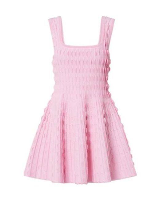 Jonathan Simkhai Pink Vanna Knitted Scalloped Minidress