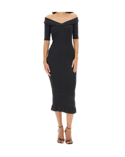 Philosophy Di Lorenzo Serafini Black Bow Detailed Off-Shoulder Dress