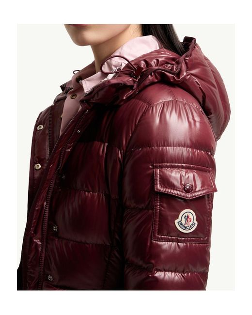 Moncler Red Barante Hooded Short Padded Jacket