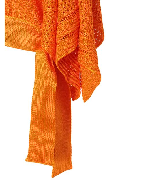 Alberta Ferretti Orange Mesh Sweater