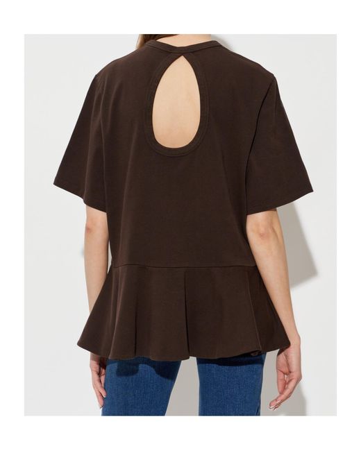 ROTATE BIRGER CHRISTENSEN Brown Peplum T-Shirt