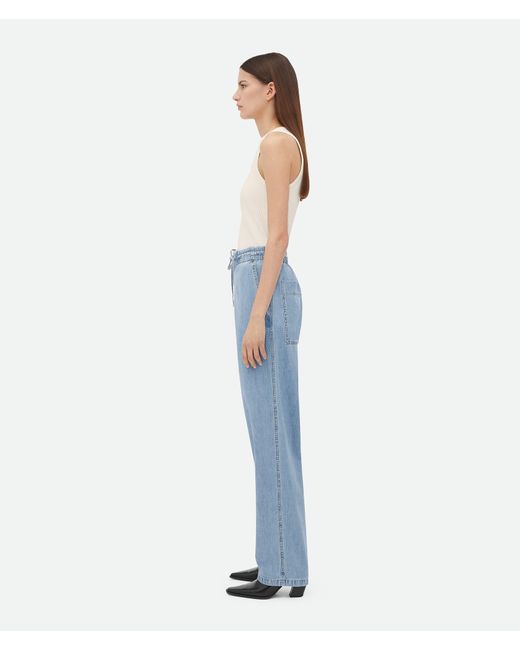 Bottega Veneta Blue Drawstring Detail Jeans