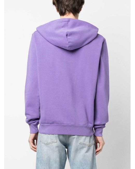 Autry Purple Logo-Patch Zipped Hoodie for men