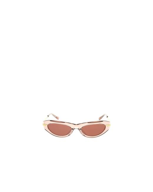 Bottega Veneta White Eyewear Panthos Frame Sunglasses