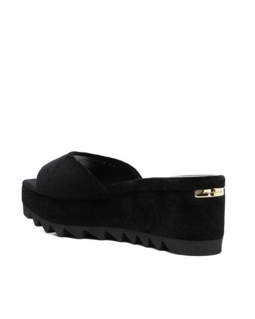 Stella McCartney Black Square-Toe Wedge Sandals