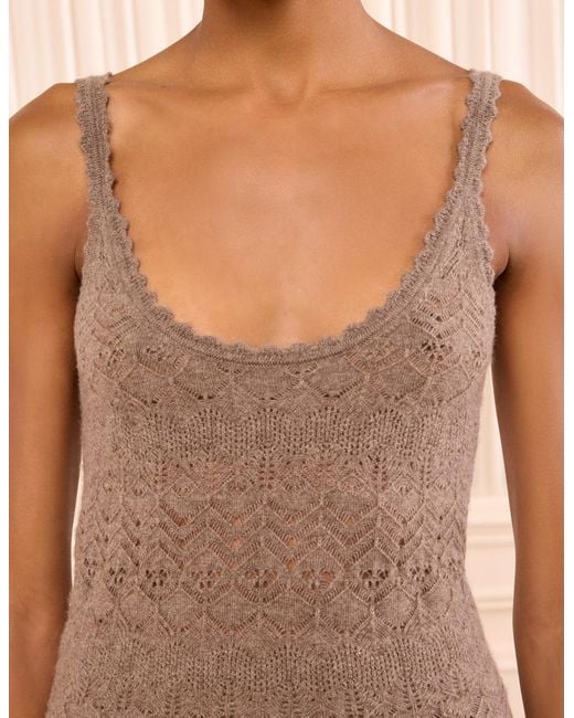 Ulla Johnson Brown Hollow-Out Round Neck Vest