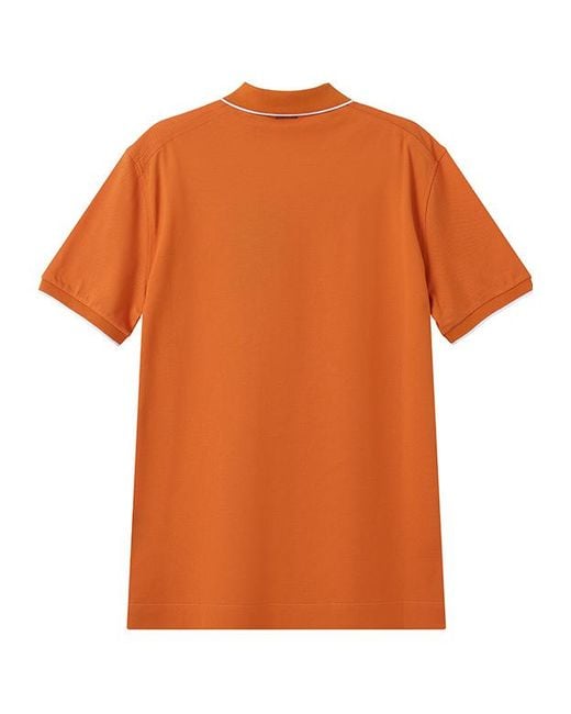 Zegna Orange Logo Embroidered Polo Shirt for men