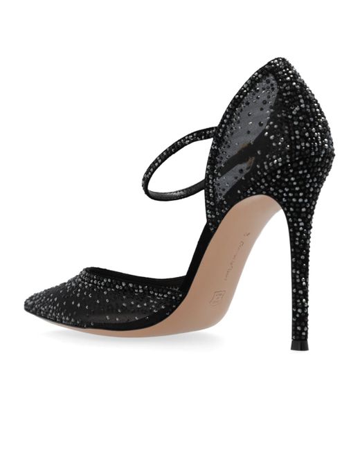Gianvito Rossi Black Crystal Adorned Pumps
