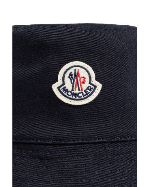Moncler Blue Hat With Logo Patch for men