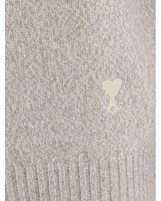 AMI Gray Ami De Coeur Roll Neck Knitted Jumper for men