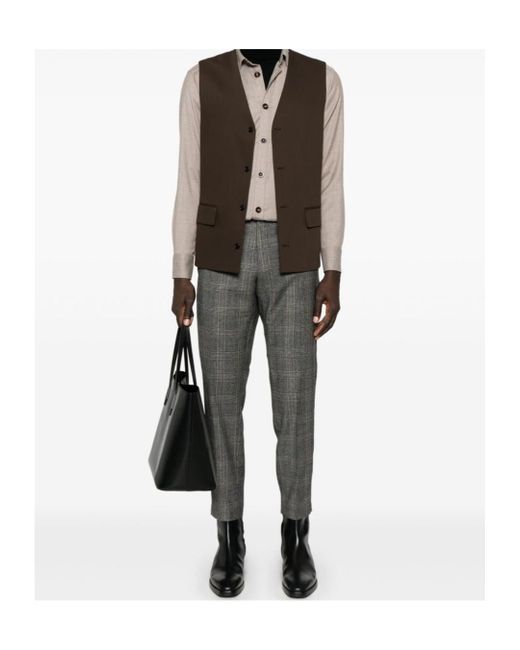PT01 Gray Checked Trousers for men
