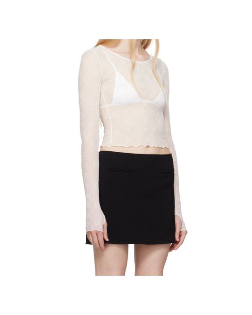 MARINE SERRE Black Mesh Cropped Top