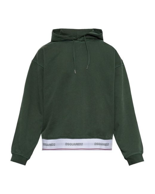 DSquared² Green Long-Sleeved Hooded Sweatshirt for men